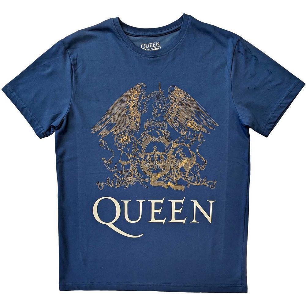 Queen Unisex T Shirt Crest Denim Blue